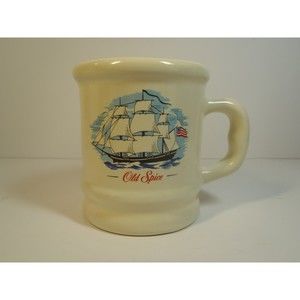 Vintage Old Spice Shaving Mug Cup, Ship Stars & Stripes Flag